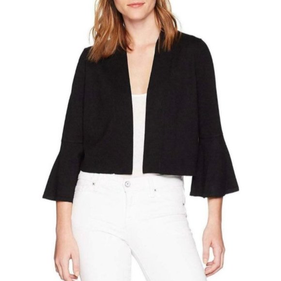 🖤🌹🖤 Cute Calvin Klein Black Sweater Cardigan Shrug with 3/4 Bell Sleeves - Picture 7 of 10